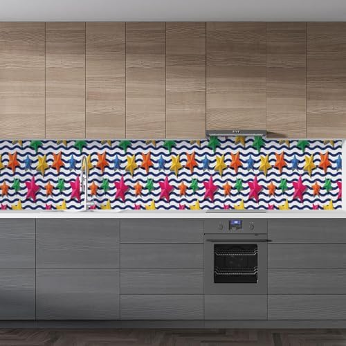 Alternative view of Mutfak Tezgah Arası Folyo Kaplama Folyosu Renkli Yıldızlar 60x300 CM
