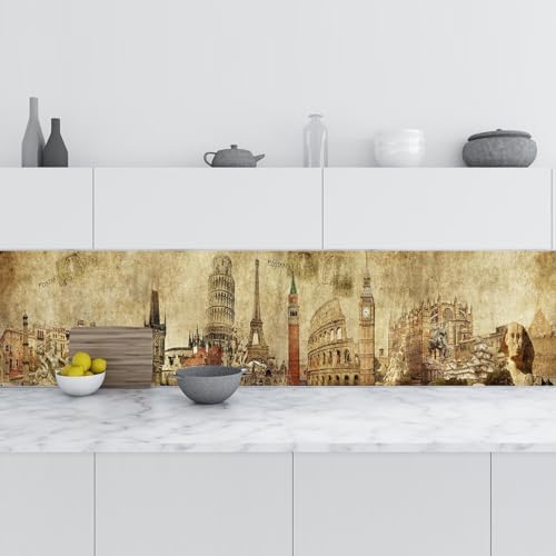 Mutfak Tezgah Arası Folyo Kaplama Folyosu Mimari Kolaj 60x200 CM