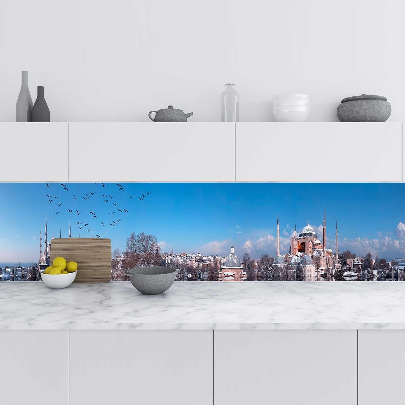Mutfak Tezgah Arası Folyo Kaplama Folyosu istanbul Panorama 60x300 CM