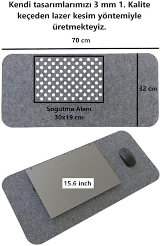 Keçe Masa Üstü Mouse Pad ve Bilgisayar Düzenleyici 70x32 cm – Antibakteriyel Masa Matı, Doğal Keçe Mat, Koruyucu Altlık, Ofis ve Ev için Minimalist Tasarım (açık gri)