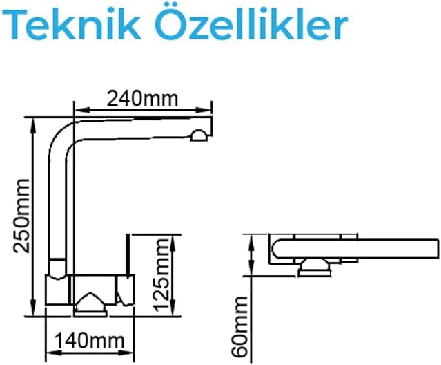 Alternative view of Crauf Pesce 4060 Fırçalı Çelik 90° Eğilebilir Pencere Önü Mutfak Eviye Bataryası