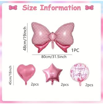 7 Adet Pembe Kurdele Temelli Doğum Günü Balon Seti