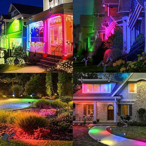 7 Renk RGB 18 LED Spot Güneş Enerjili Bahçe Aydınlatması, Fotoselli, Aplik, 18W, Su Geçirmez Dış Mekan Solar Lamba, Duvar Ve Zemin Montajı (Kırmızı, Yeşil, Mavi,, Mor, Beyaz, Turkuaz)