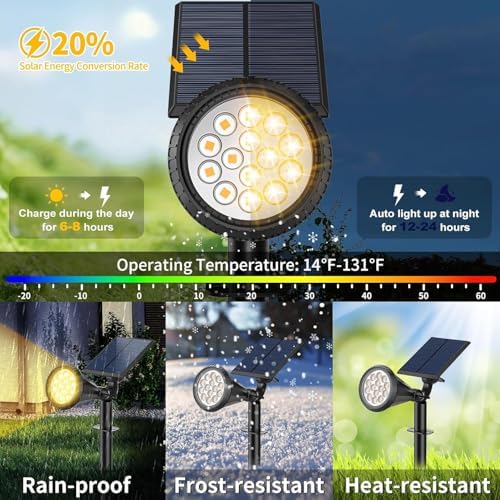 Alternative view of AMBER18 LED Spot Güneş Enerjili Bahçe Aydınlatma Lambası, Fotoselli, Spike Aplik, 18W Su Geçirmez Dış Mekan Solar Lamba, Ağaç,, Garaj, Havuz, Duvar Ve Zemin Montajına Uygundur 42 CM