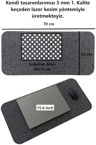 Keçe Masa Üstü Mouse Pad ve Bilgisayar Düzenleyici 70x32 cm – Antibakteriyel Mat, Doğal Keçe Mat, Masa Koruyucu Altlık, Ofis ve Ev için Minimalist Tasarım (koyu gri)