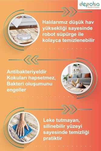 Alternative view of Adeva Modern Şönil Kaymaz Doğal Pamuk Tabanlı Yıkanabilir Antibakteriyel Çevre Dostu Yuvarlak Halı 100x100