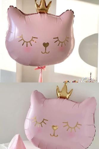 Alternative view of Taçlı Pembe Kedi Folyo Balon 1 Adet 76x 64.5 Cm