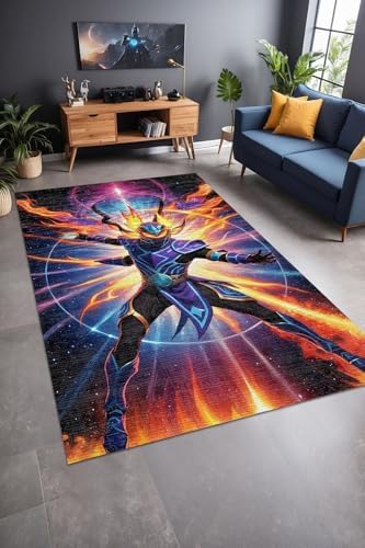 Şönil Oyuncu Odası Halısı Kaymaz Pamuk Tabanlı Yıkanabilir Antibakteriyel Gamer, Gaming Halısı 140x200