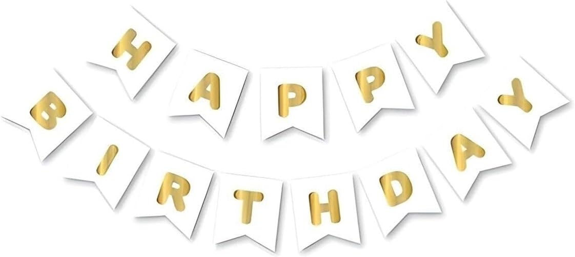 Beyaz Happy Yaldızlı Banner Flama, 97658657634786854