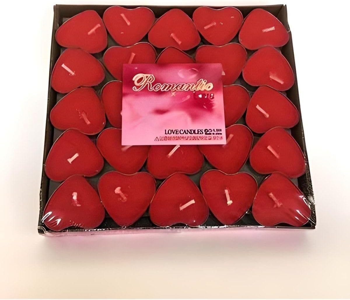 50'Li Kalp Kırmızı Tealight Mum