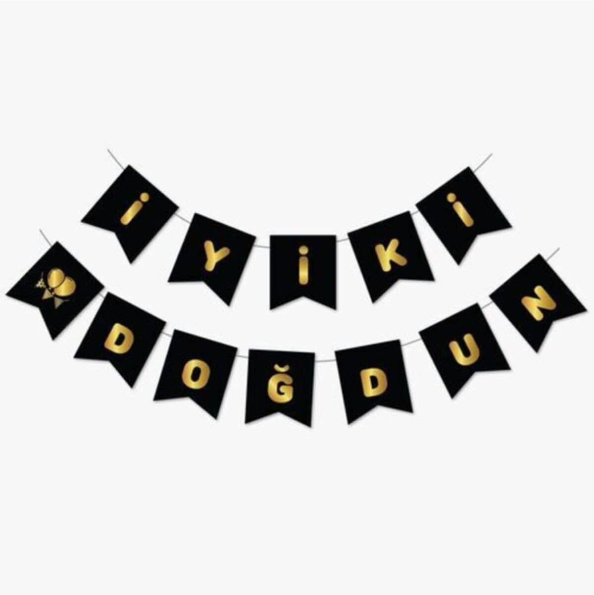 Siyah Iyi Ki Doğdun Yaldızlı Banner, 2323012121200212