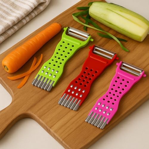 Alternative view of Çok Amaçlı Renkli Sebze Soyucu ve Julienne Rende – Paslanmaz Çelik Bıçaklı, Ergonomik Tasarım, Patates Havuç Kabak İçin Pratik Mutfak Aleti