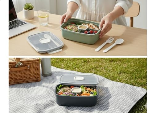 Alternative view of ViosStore Sızdırmaz Lunch Box – 3 Bölmeli Yemek Kabı | Öğle Yemeği Kutusu | Saklama Kabı | BPA İçermez (Beyaz)