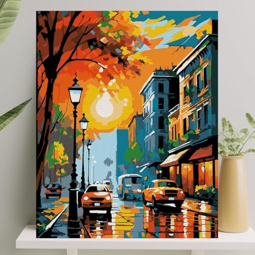 Sayılarla Boyama Tuval Seti Fırça Boya Dahil (Çıtalı) 40x50 CM - Cadde