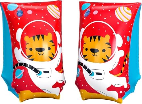 Çocuk Yüzme Kolluğu 5-12 Yaş, Astro Tiger Sevimli Hayvan Figürlü Havuz Deniz Simidi 30x15 Cm