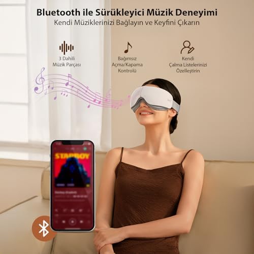 SKG ES500 Isıtmalı Göz Masaj Aleti – Bluetooth Destekli, Katlanabilir, Sessiz, 3 Kademeli Hava Basınçlı, Göz Altı Morluk ve Kırışıklık, Şakak Masajı, (Beyaz)