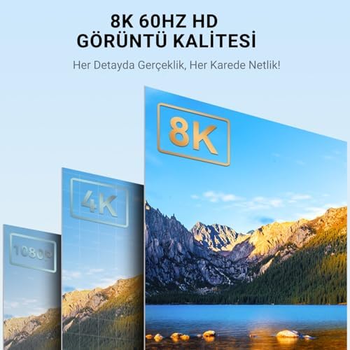Veggieg DP to HDMI Kablo 8K 60Hz 4K 240Hz HDR 3D 48Gbps Örgülü Displayport to HDMI Kablo 2 Metre