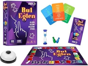 Bul Eğlen Kutu Oyunu | Yerli Tabu Tarzı Kelime Anlatma Oyunu | 165 Kart, 660 Gizli Kelime | 9+ Yaş Eğlenceli Grup ve Aile Oyunu | Türkçe | Uyarı Zili, Kum Saati Dahil