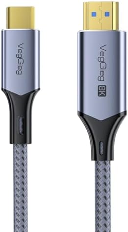 Veggieg Type-C to HDMI Kablo 8K 60Hz 4K 240Hz HDR 3D 48Gbps Örgülü USB-C to HDMI Kablo 2 Metre