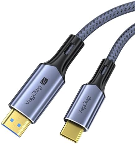 Alternative view of Veggieg Type-C to HDMI Kablo 8K 60Hz 4K 240Hz HDR 3D 48Gbps Örgülü USB-C to HDMI Kablo 2 Metre