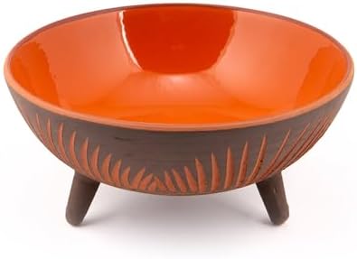 Dekoratif Sunum Kasesi, Seramik Ayaklı Sunum Kasesi, Servis Kasesi, Servis Tabağı, Kase, Tabak (Turuncu, 25 Cm)