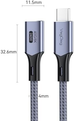Alternative view of Veggieg USB 4.0 E-Mark 240W 40Gbps Thunderbolt 4 8K 60Hz Type-C Uzatma Kablosu 1 Metre