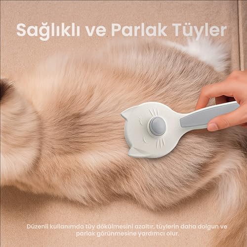 Alternative view of Kedi Köpek Tarağı – Otomatik Temizlenen Düğmeli Evcil Hayvan Tarağı, Masaj Etkili Yumuşak Tarama Fırçası, Kolay Temizlenen Pratik Kedi Tarak Fırçası (GRİ) ATAPET
