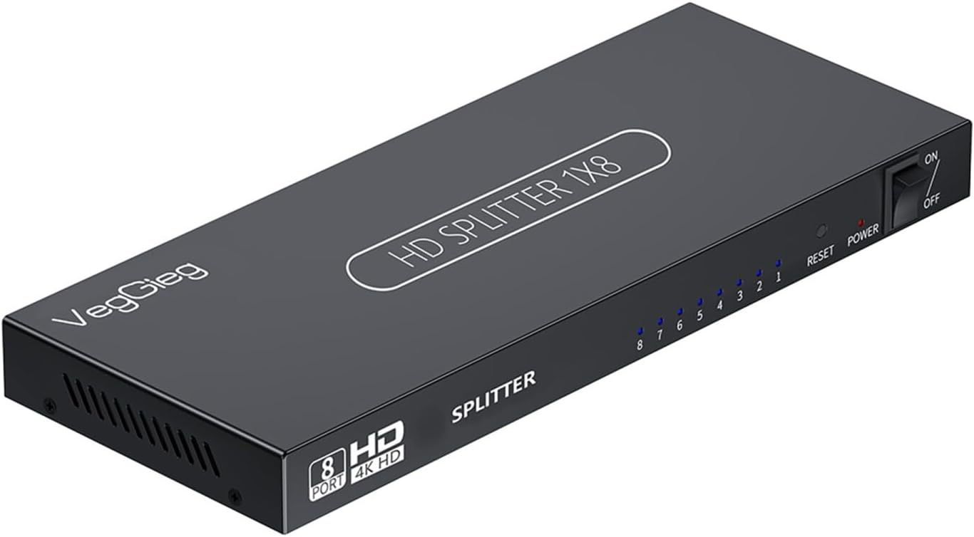 Veggieg 1080P Full HD 1 Giriş 8 Çıkış HDMI Splitter Görüntü Ayırıcı Bölücü Adaptör