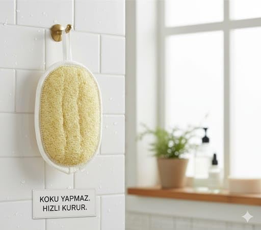Alternative view of Oval Kabak Lifi, Çift Taraflı Doğal Banyo Kesesi-Antibakteriyel Sağlıklı Bulaşık Süngeri, Seyahat boy,15x11 cm, Rovin Kumaşlı,Çok amaçlı kullanım Cilt Yenileyici Canlandırıcı Etki, AntiSelülit