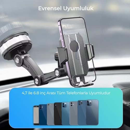 360° Dönebilen Vakumlu Torpido ve Cam için Araç Içi Telefon Tutucu