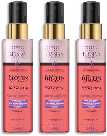 Biotin & Collagen Sıvı Saç Kremi 3'lü Set – Dökülme Karşıtı, Durulanmayan Sprey, Hızlı Uzatma Etkili, Besleyici ve Koruyucu 150 ML