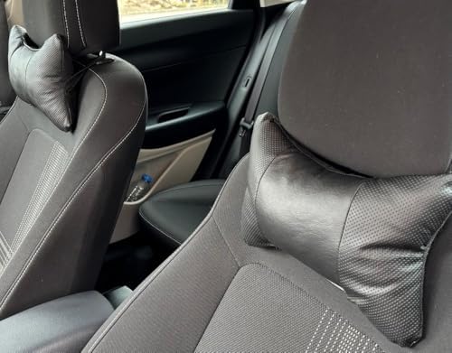Ortopedik Araç Boyun Yastığı 2'li Set – Siyah Oto Koltuk Başlığı Destek Minderi, Ergonomik Araba Boyun Destek Yastığı