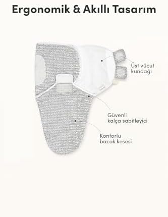Pamuk 3'lü Bebek Kundak ve Uyku Tulumu - Ergonomik Yenidoğan ve Bebek Kundak, 3-6 Ay