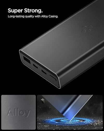 20000 mAh Alüminyum Kasa 30W USB-C + USB-A Giriş/Çıkış Hızlı Şarj 3 Portlu Powerbank / 1 Metre Type-C Harici Kablolu Taşınabilir Şarj Cihazı + Taşıma Çantası EA3020 - ABA09433