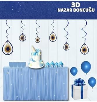Alternative view of Nazar Boncuğu Temalı 3D Tavan Süs; Sünnet Kutlama Seti