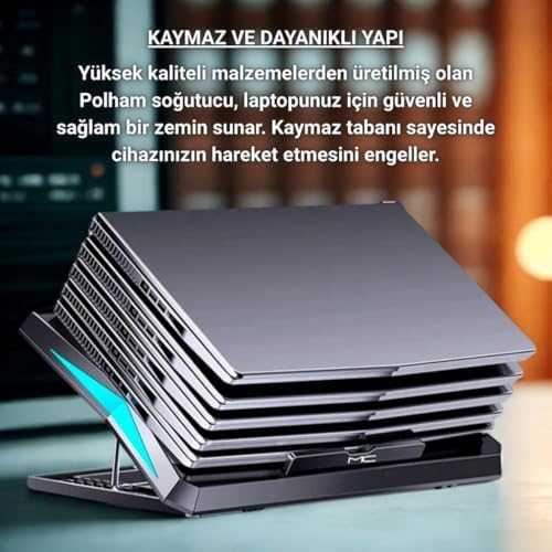 Yükseklik Ayarlı Led Işıklı Turbo 6 Fanlı Notebook Laptop Soğutucu Notebook Laptop Standı