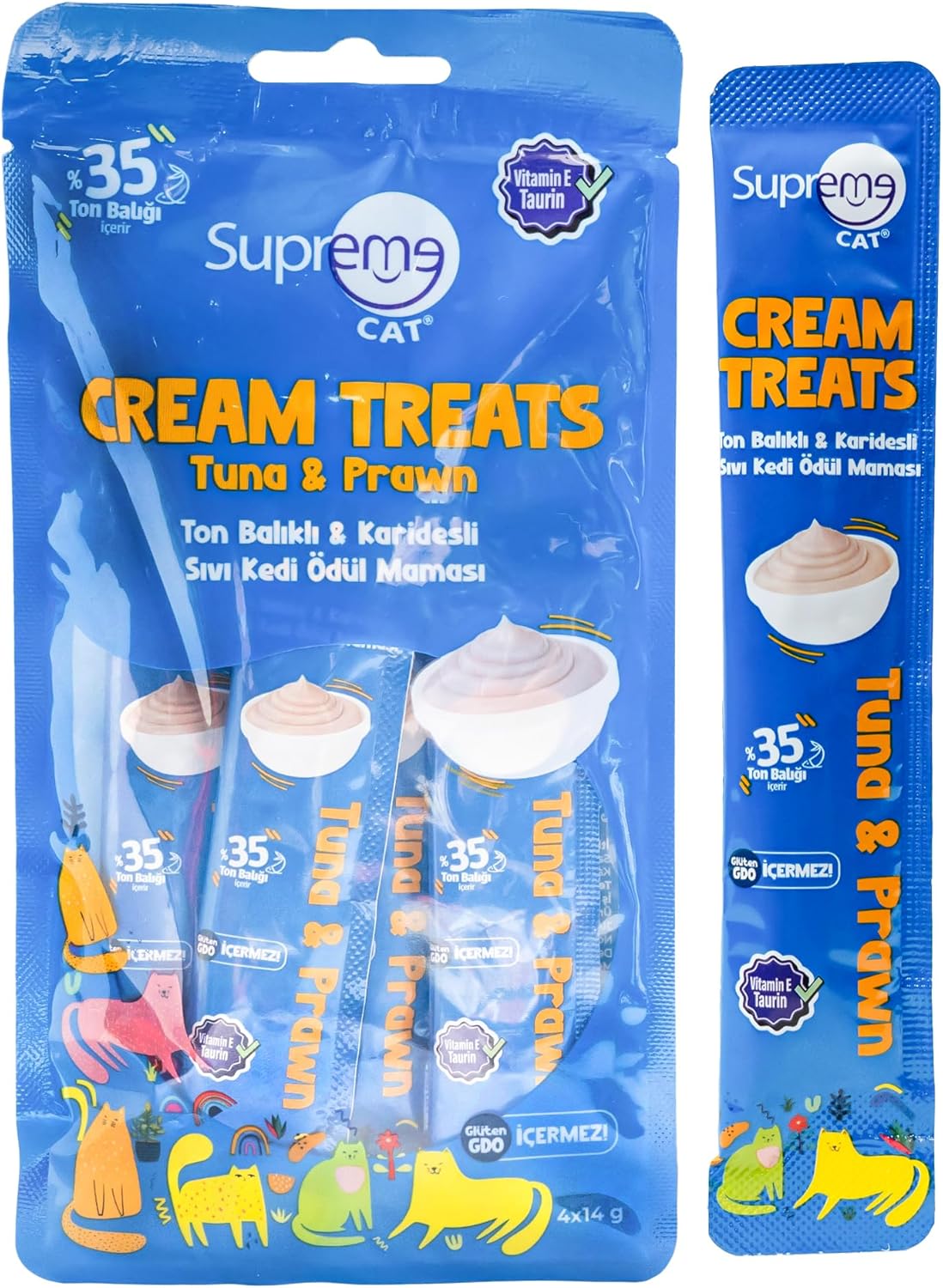 Supreme Cat Ton Balıklı & Karidesli Sıvı Kedi Ödül Maması 4 x 14 gr