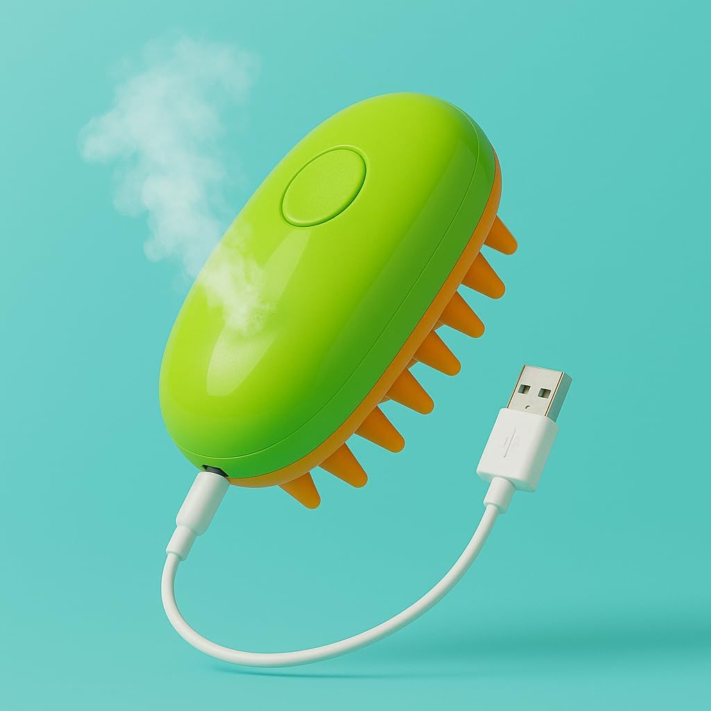 USB Şarjlı Buharlı Evcil Hayvan Fırçası – Su Hazneli Tüy Temizleme ve Masaj Fırçası | Kedi & Köpek Bakım Tarağı