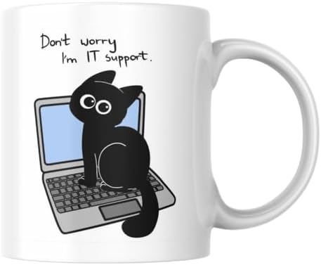 Alternative view of Kedi Baskılı Komik Kupa Bardak IT Support Hediyelik Çay Kahve Kupası Coffee Mug