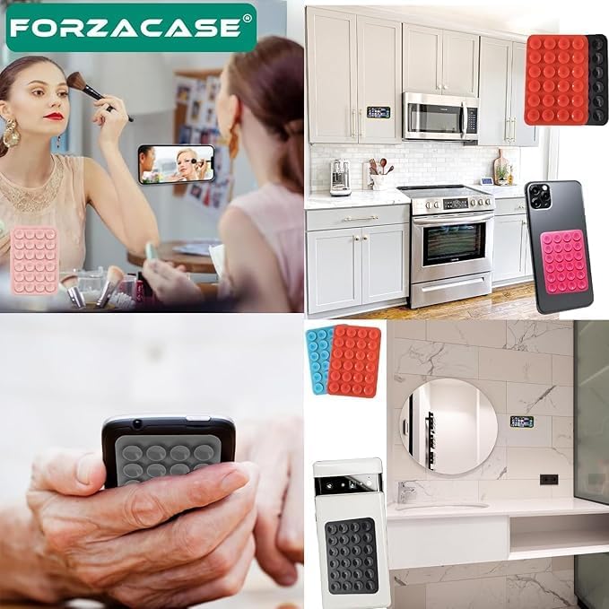Silikon Telefon Tutucu Ped, Renkli Kare Tasarım, Otomobil ile Uyumlu Telefon Sabitleyici, Ultra Güçlü Vantuzlu (Beyaz)