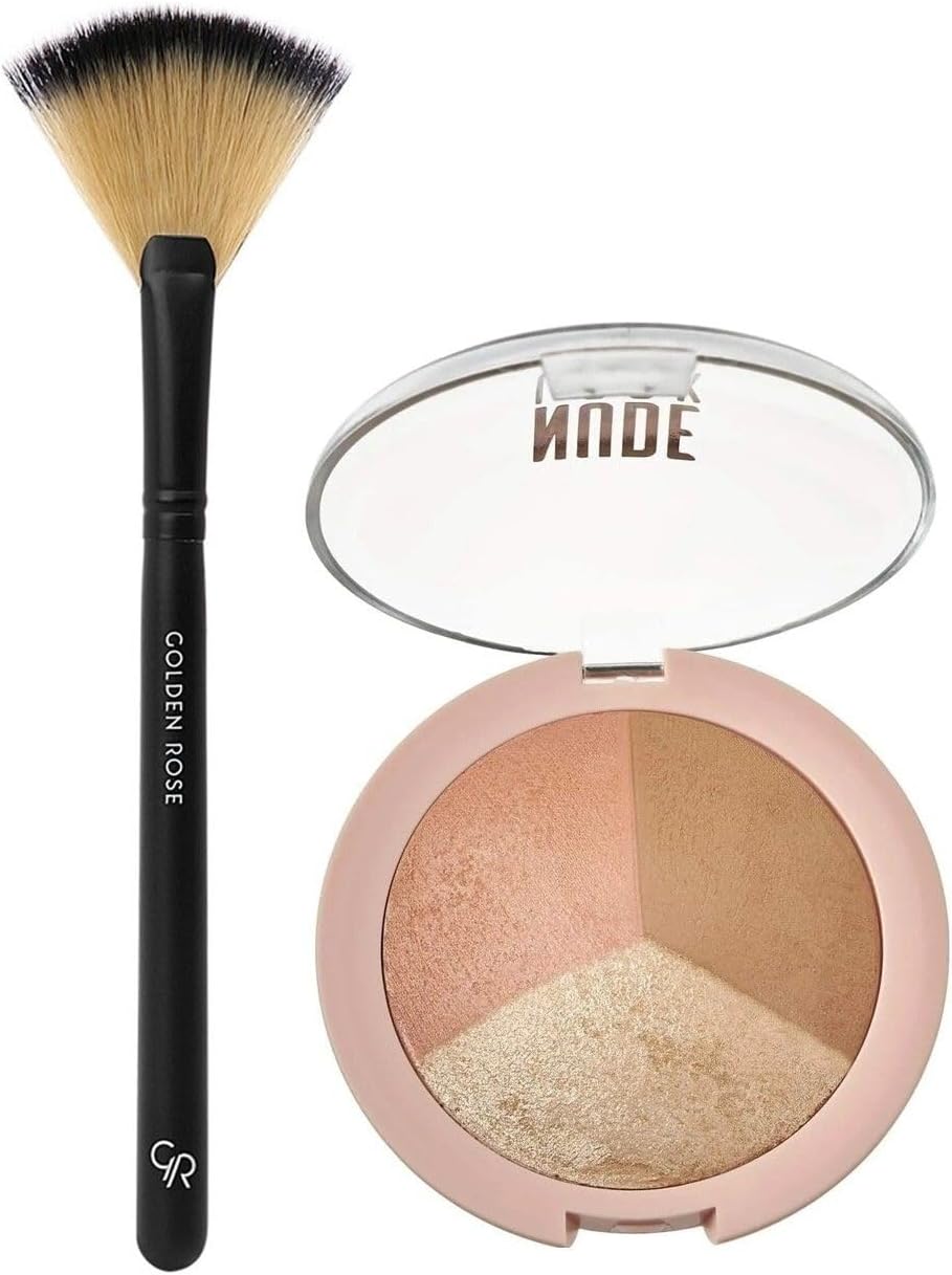 Alternative view of Fan Brush - Yelpaze Fırça ve Nude Look Baked Trio Face Powder - Allık Bronzlaştırıcı Aydınlatıcı Set