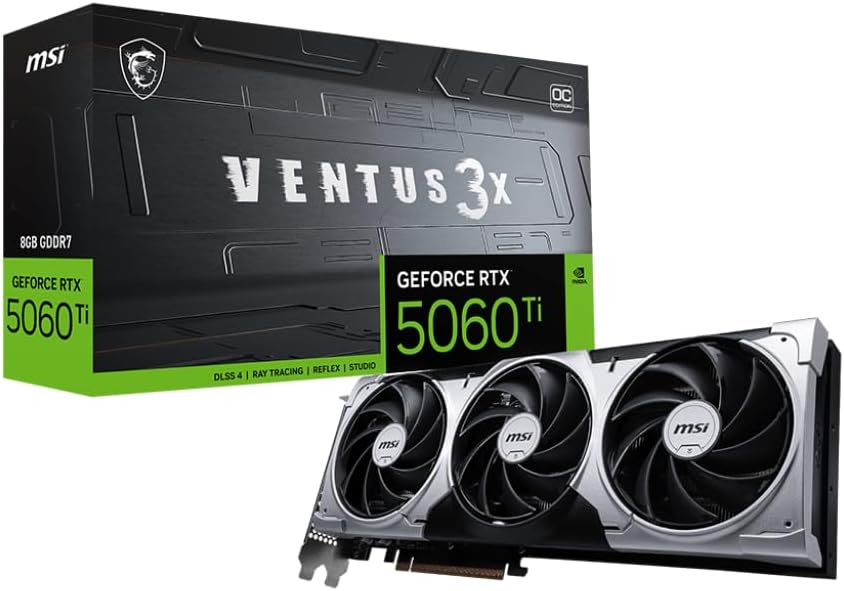 Alternative view of MSI VGA GEFORCE RTX 5060 TI 8G VENTUS 3X OC RTX5060TI 8GB GDDR7 128B DX12 PCIE 5.0 X16 (3XDP 1XHDMI)
