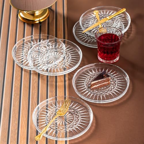 Alternative view of Milano Pasta Tabağı Dik Tabak - 6lı Cam Sunumluk Pasta Kurabiye Kek İkram Servis Tabağı-16 Cm