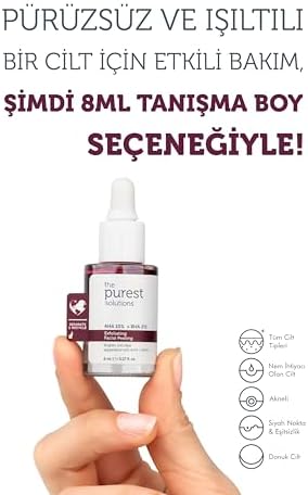 The Purest Solutions AHA & BHA Canlandırıcı ve Cilt Tonu Eşitleyici Kırmızı Peeling Cilt Serumu, Seyahat Boy 8 ml