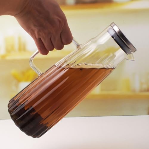 Metal Kapaklı Borosilikat Cam Yağdanlık ve Sürahi | 1000ml (11x26cm) Çok Amaçlı İçecek ve Sıvı Gıda Saklama