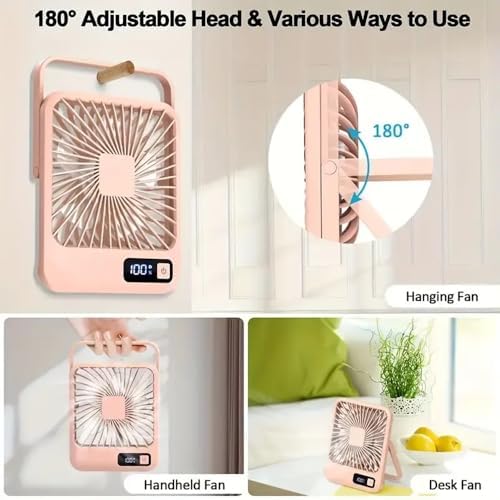 Alternative view of Şarjlı Taşınabilir Sessiz Masa Vantilatörü, 1 Adet, 180° Ayarlanabilir, 5 Hız, LED Göstergeli, Type-C Şarj Edilebilir, Portatif Mini Fan