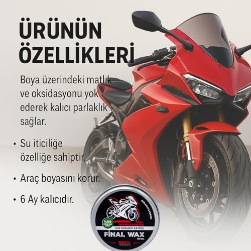 SMX Motosikletlere Özel%50 Katkılı Final Wax 150 ML,Hediye Takoz Cila Süngeri