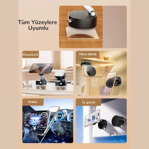 Tüm Yüzeylere Uyumlu Sök Tak Vantuzlu Magnetic Araç İçi Telefon Tutucu Masaüstü Telefon Standı