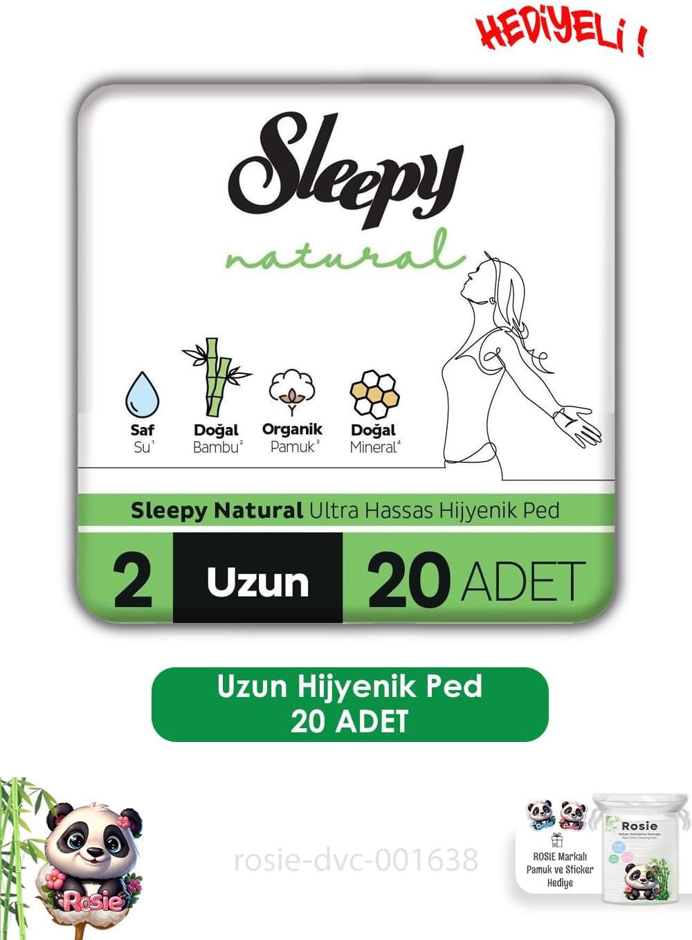 Alternative view of Natural Ultra Hassas Hijyenik Ped Uzun 20 Adet Ped ve ROSIE