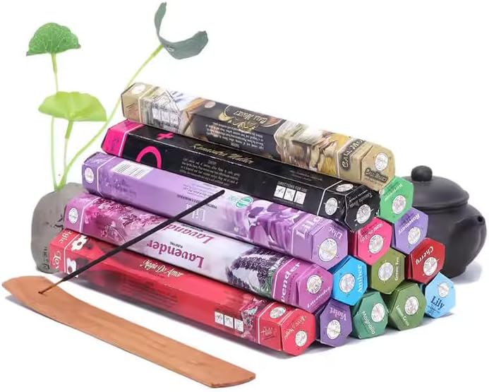 TOPTAN 120 Adet 6 Paket Karma Tütsü ve Kayığı, Çubuk Seti ve Ahşap Tutucu